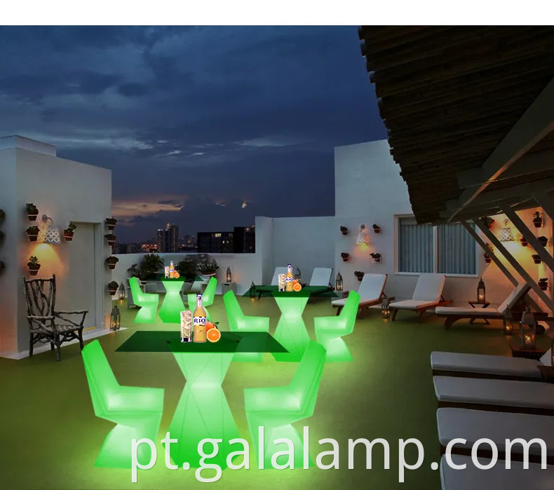 Conjunto elegante de refeições ao ar livre LED luminosa para varandas aconchegantes